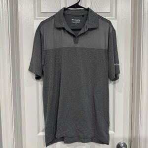 Columbia Shirt Mens Large Gray Polo Golf Short Sleeve Performance Collared